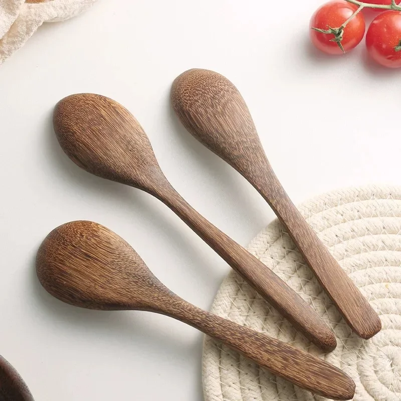 Wooden Spoon Set Rice Spoon Honey Stirrer Chicken Wing Wood Lacquerless Waxless Kitchen Utensils Accessories Dessert Spoon