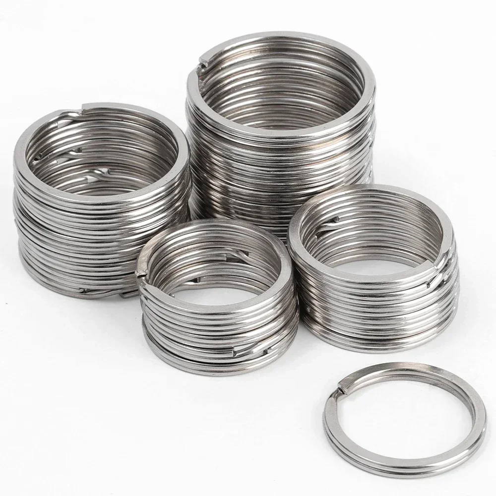 الفولاذ المقاوم للصدأ حلقات المفاتيح جولة خط مسطح سبليت خواتم سيارة Keyrings صنع المجوهرات سلاسل المفاتيح المعدنية دائرة Findings بها بنفسك النتائج بالجملة