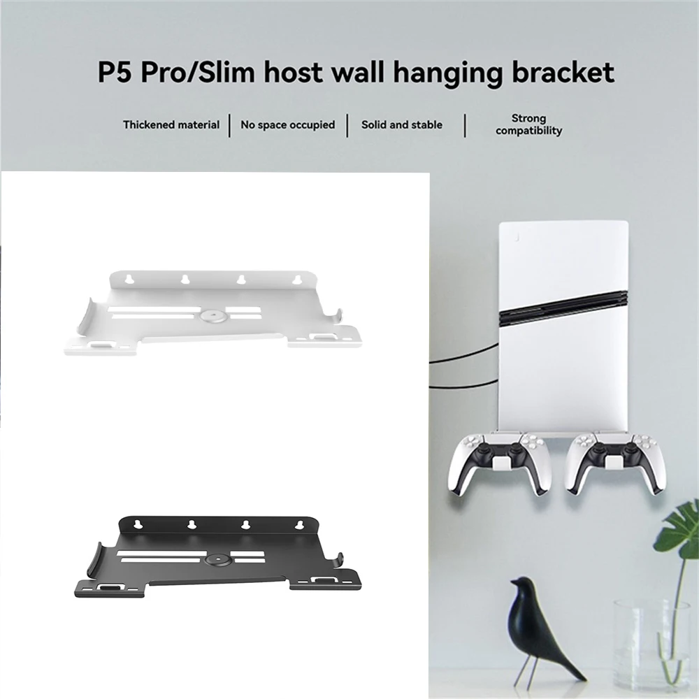 

1Pcs Wall Mount Host Universal Wall Bracket with Controller Hook Hanging Wall Holder Handle Storage Rack for PS5 Slim/PS5 Pro