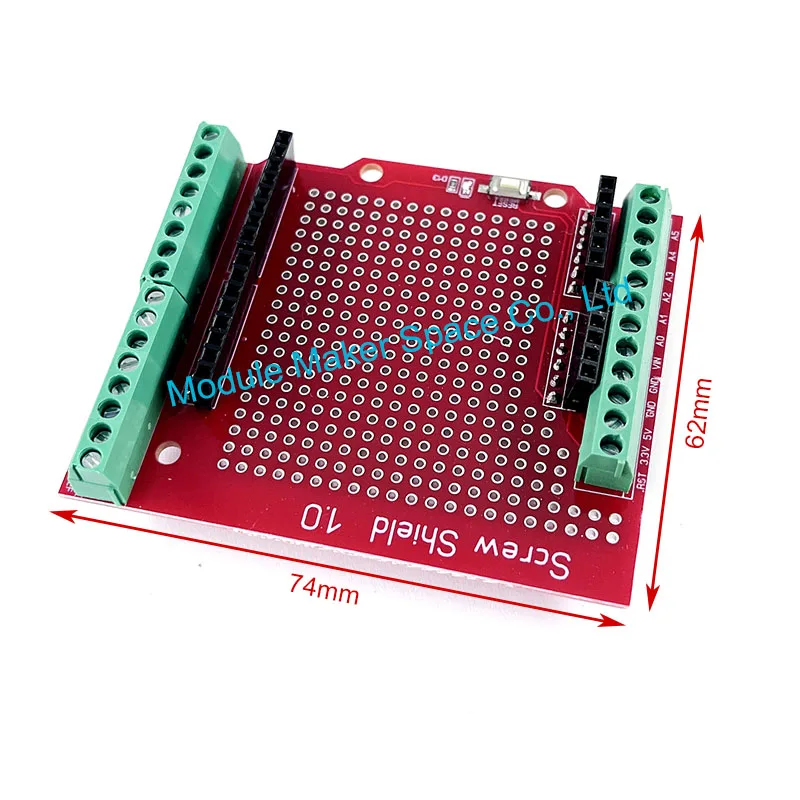 Прото-винтовой щиток для Arduino, кнопка сброса с открытым исходным кодом, D13, светодиод, новинка для макетной платы, терминал 3,81, двусторонняя печатная плата, SMT, припой, сделай сам