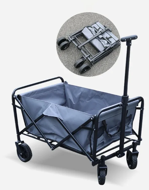 Multifunction Foldable Outdoor Beach Trolley Portable Folding Four Wheels Portable Folding Camping Cart