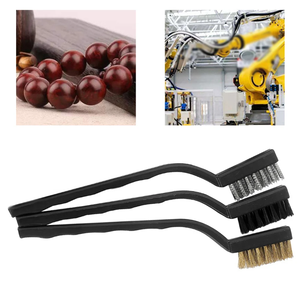 3pcs/set Stainless Steel Brush Brass Cleaning Brush Polishing Rust Remover Metal Wire Burring Cleaning Tool