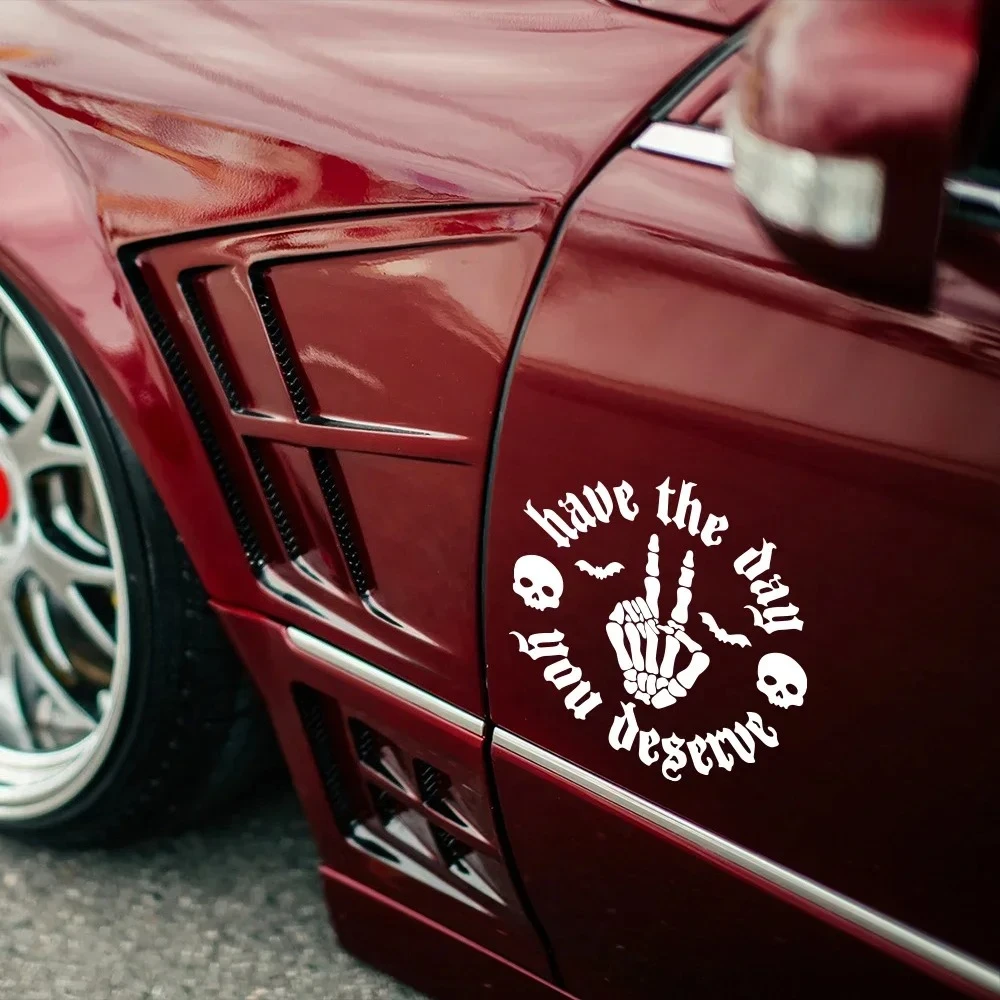 

Креативная наклейка на автомобиль с забавным узором в виде скелетного пальца, виниловая водонепроницаемая наклейка для стайлинга кузова авто, аксессуары для декора своими руками