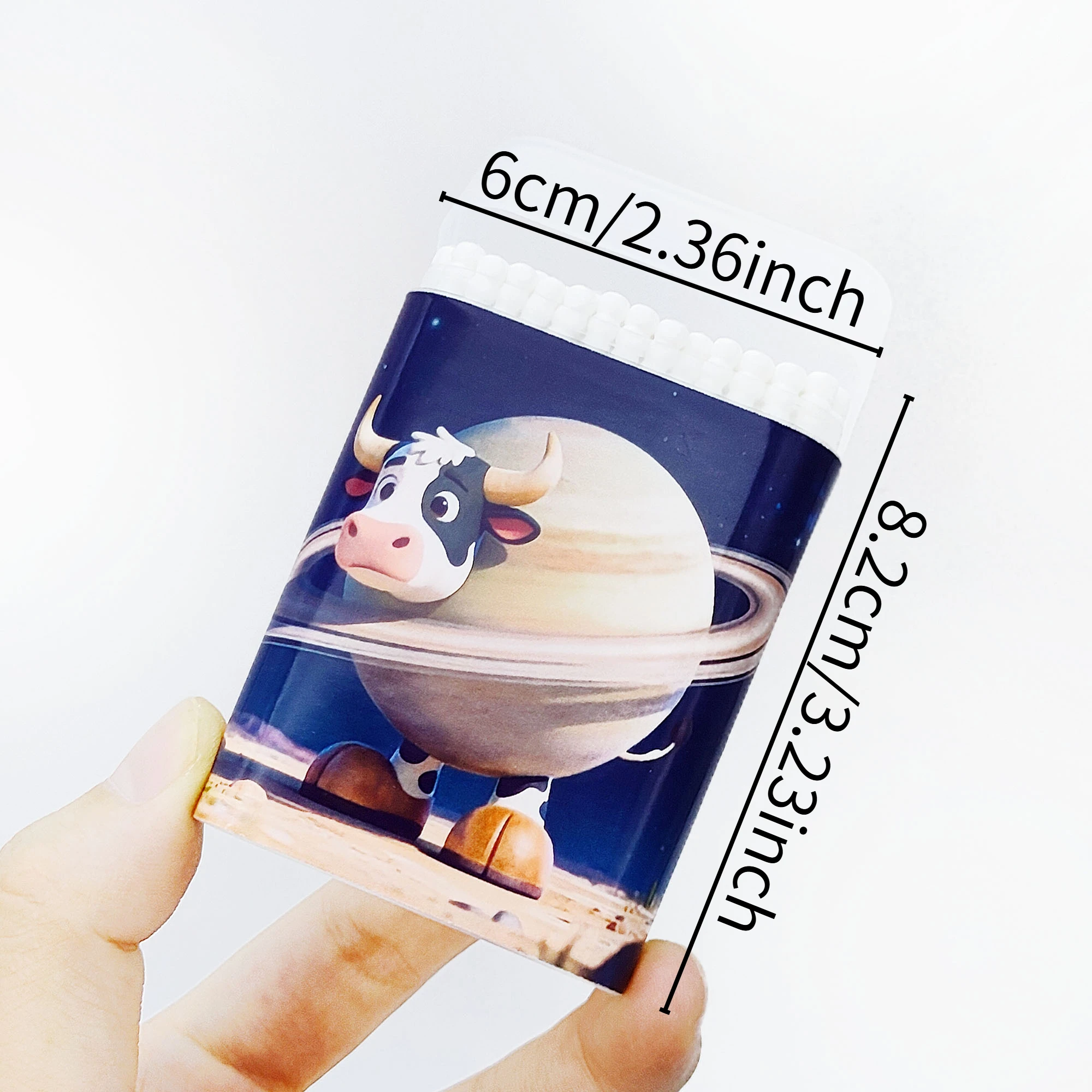 동물 패턴이 있는 창의적인 동물 테마 면봉 200개, 다기능 이중 헤드 나사 스푼 면봉.