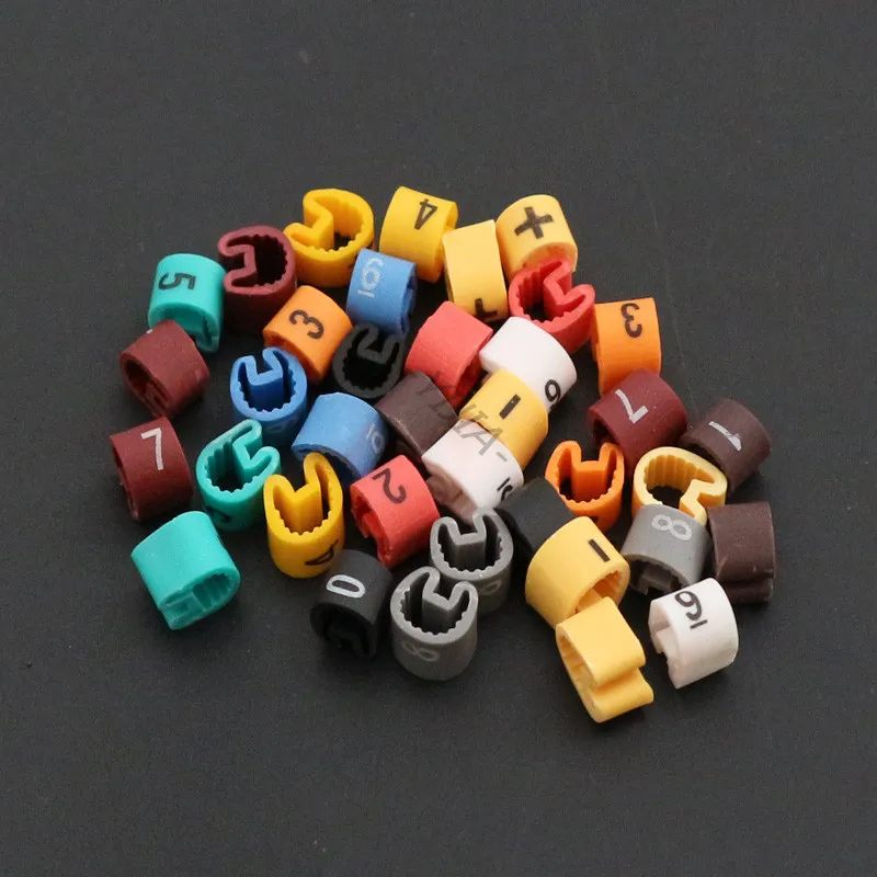 Waterproof Cable Wire Marker Cable Sleeves 0 to 9 For Cable Size 0.75/1.5/2.5mm2 Colorful Network Line Label Wiring Accessories