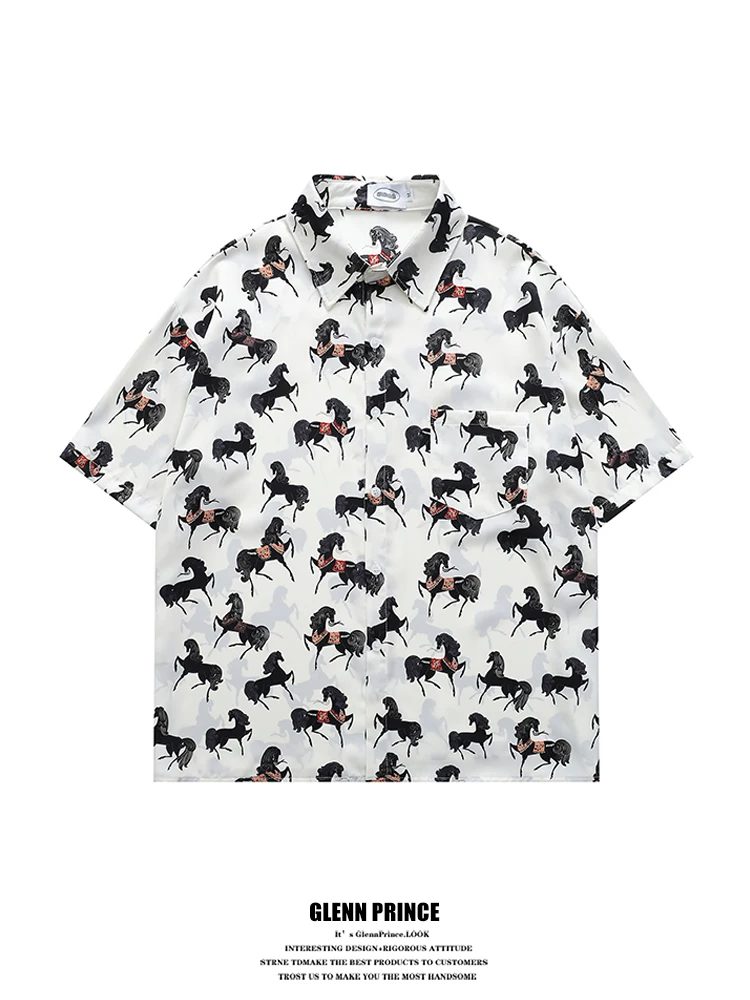 

GPstudio Limited Edition Year Print ort Sve Men's irt Ice Silk High End Hawaii Sle Casual Breathable Polyester