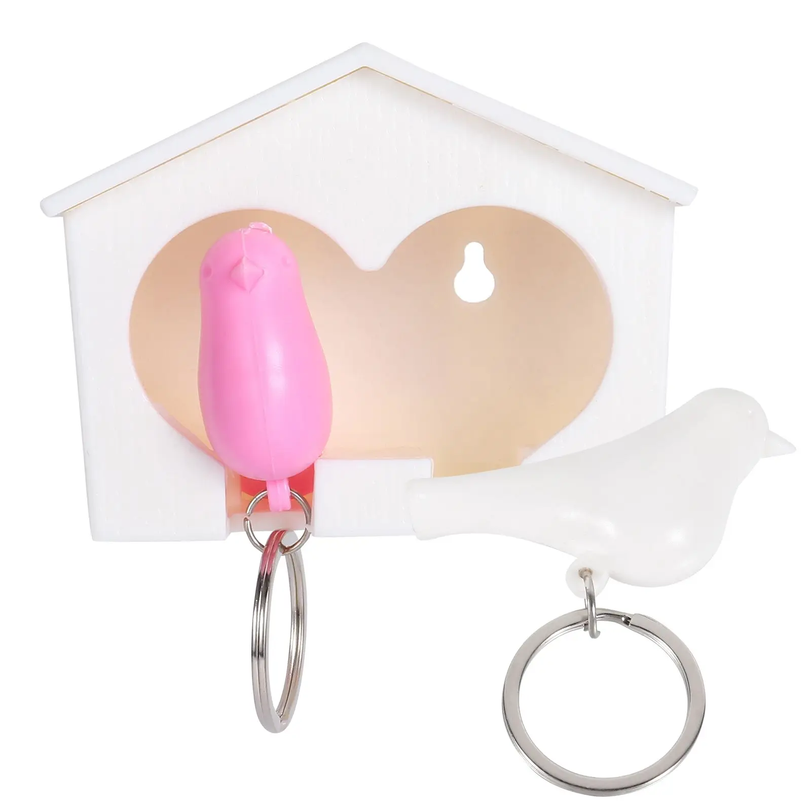 

Cute Bird Keychain Holder Plastic Wall Mount Keys Storage Birdhouse Key Ring Home Decor Couple Key Hooks Pendant