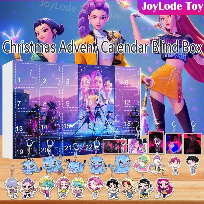 New Kpop Demon Hunting Christmas Advent Calendar Surprise Blind Boxes Acrylic keychain Mystery Box Halloween Gifts Toys