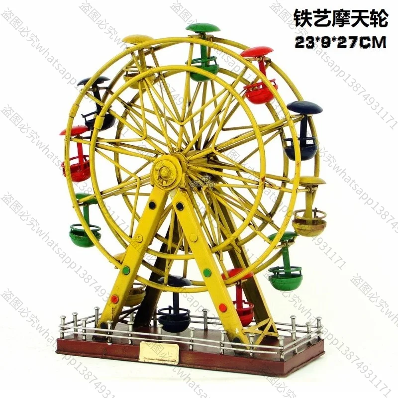 Suitable for Handmade Antique Old Iron Art, Ferris Wheel Model, Iron Handicraft Window Props Ornament Gifts