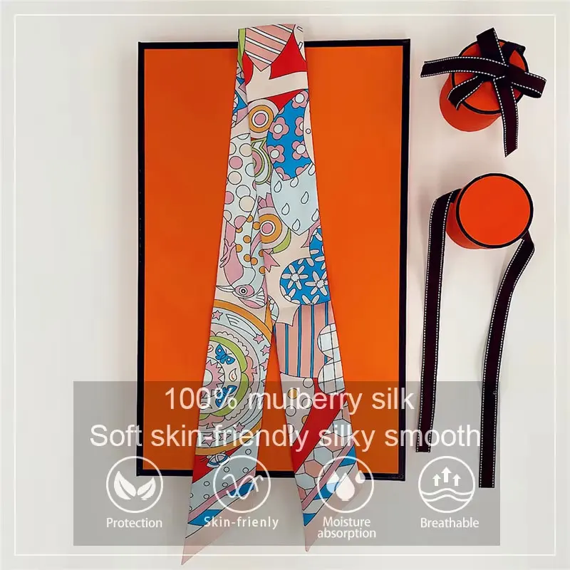 

Длинный шелковый шарф, сумка, галстук, женские узкие шарфы на шею, повязка для волос, платок с принтом лошади, брендовый шейный платок, лента, платок, узкая сумка, шарф