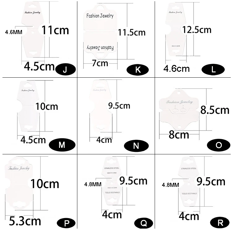 50pcs Fold Display Cards for Necklace Bracelet Cardboard Wholesale Package Card Hair Clips Earrings Storage White Craft Hang Tag