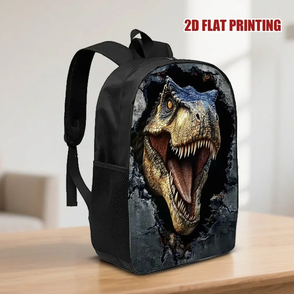 Custom Bag 1pc Of A Humorous Tyrannosaurus Rex That Breaks Through The Wall, A 2D Flat Backpack With A Large Capacity, Featuring