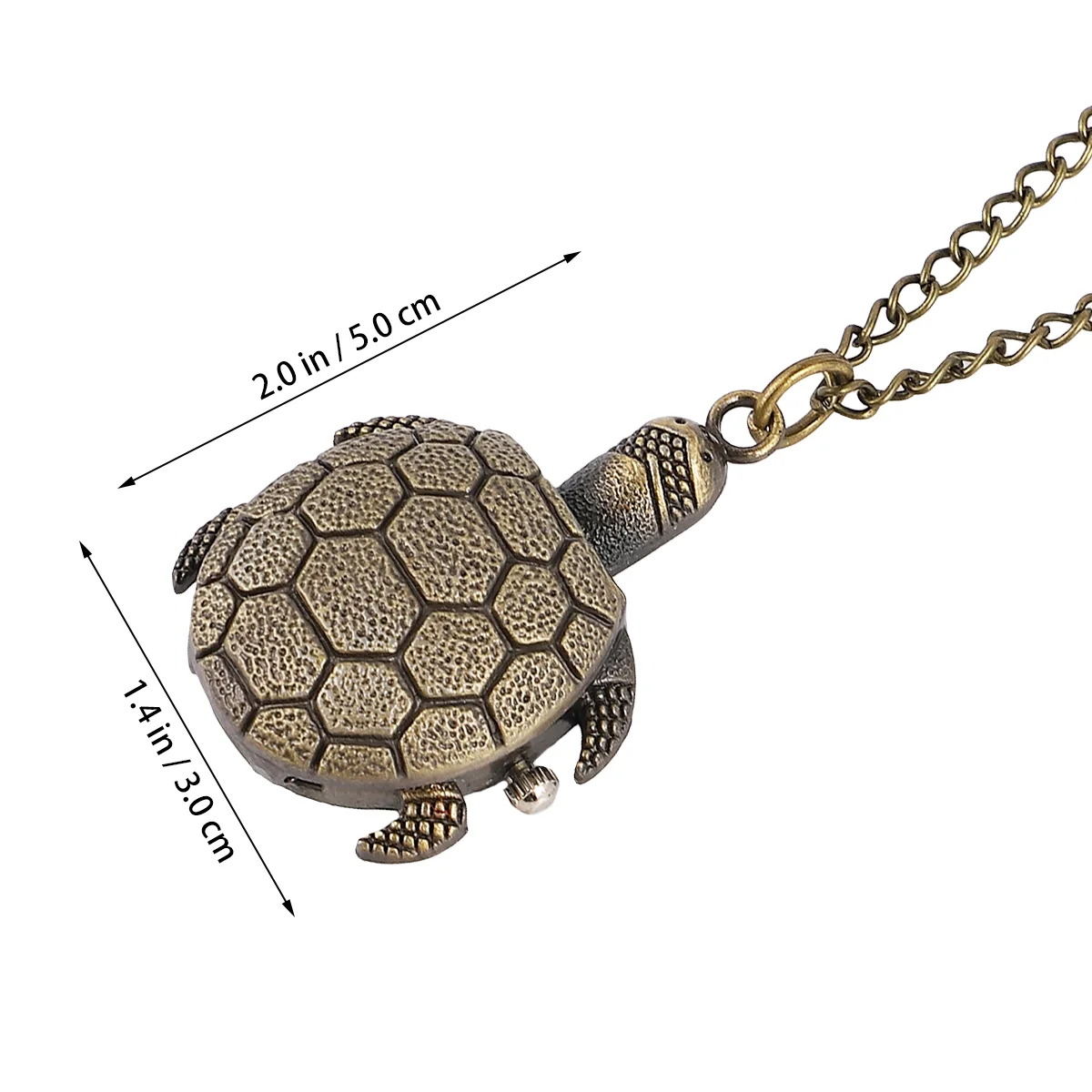 Bronze Turtle Vintage Pocket Watch Necklace Mens Chain Necklaces Tortoise Shape Hanging