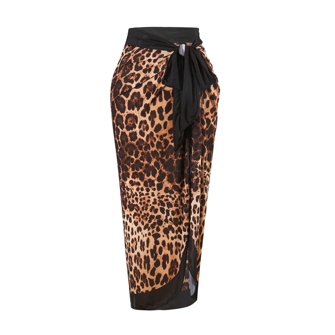 S - XXL 2026 Leopardenmuster mit Rock, Langarm-Einteiler-Badeanzug, Damen-Bademode, hoch geschnittene Beine, Badeanzug, Badebekleidung, Schwimmanzug V7352 – Detail 6
