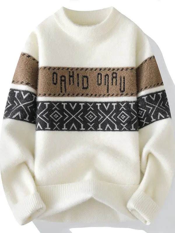 

Высококачественный мужской утепленный вязаный свитер с круглым вырезом, имитация меха, базовый слой, модный студенческий шерстяной свитер, удобный и теплый