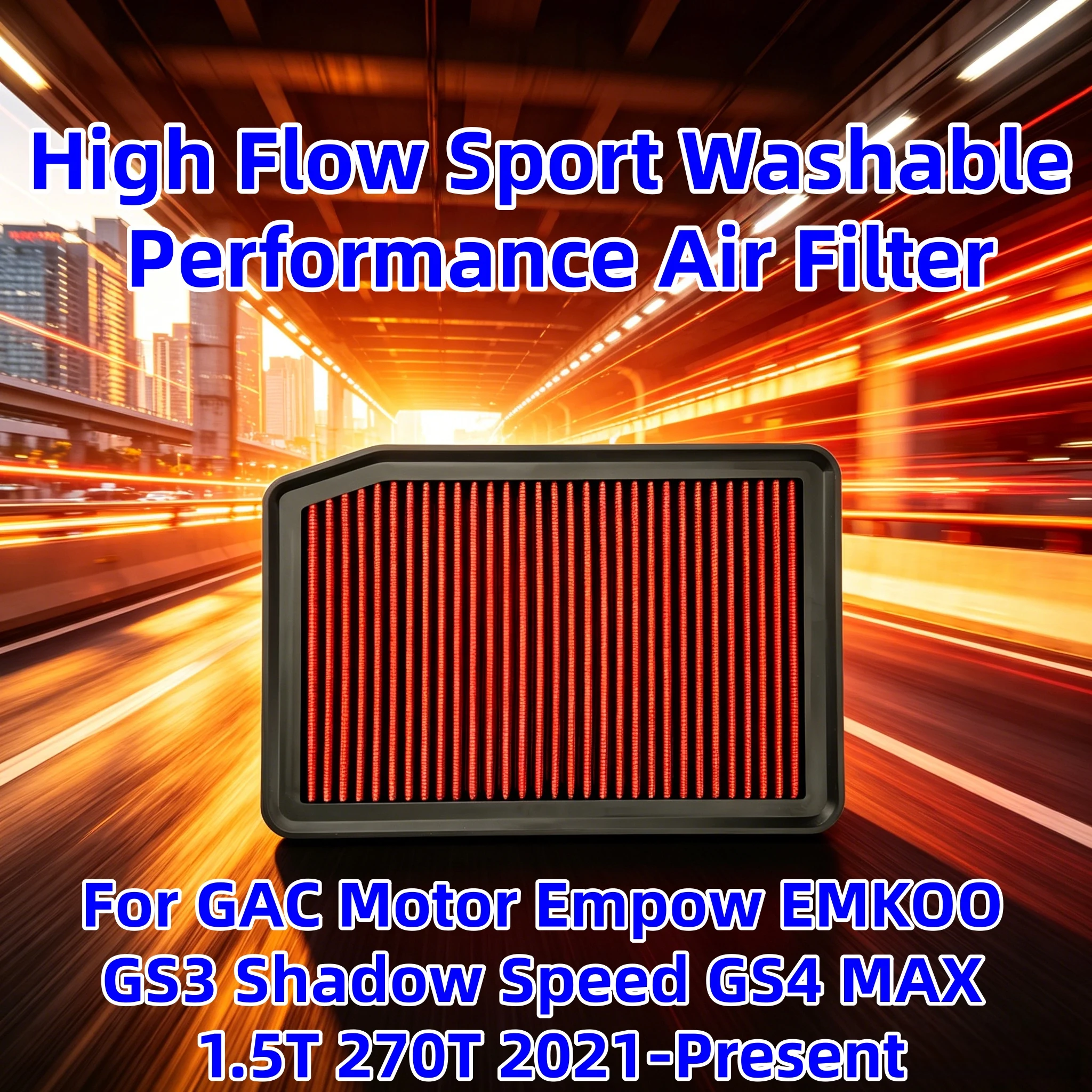 

High Flow Sport Washable Performance Air Filter For GAC Motor Empow EMKOO GS3 Shadow Speed GS4 MAX 1.5T 270T 2021-Present C27153