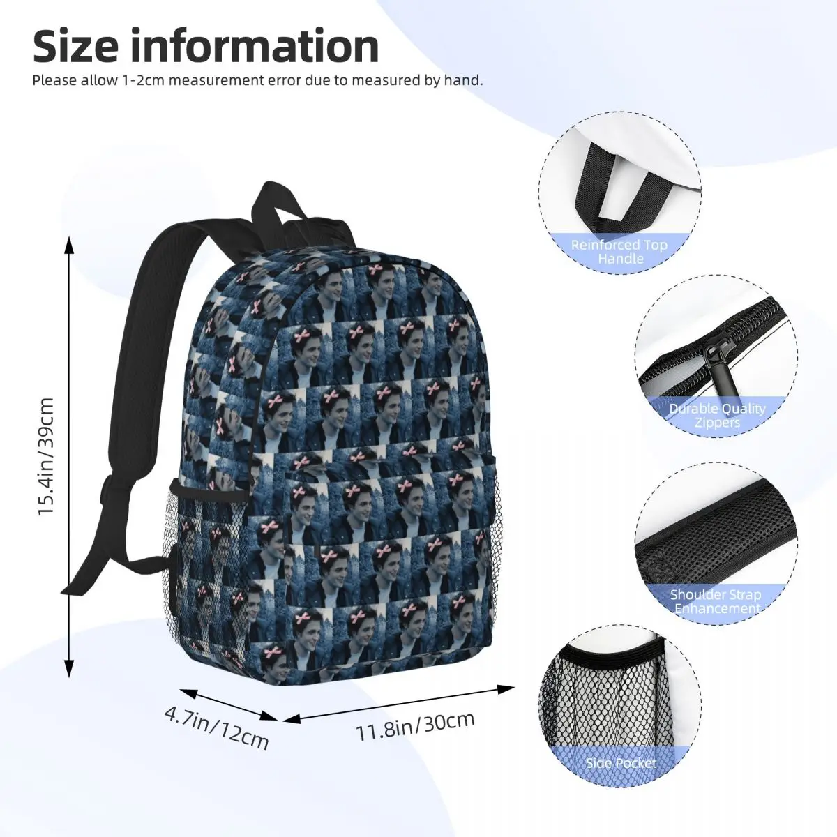 Edward Cullen Twilight Backpack Student BookBag Children School Bag Computer Shoulder Bags for Men Women