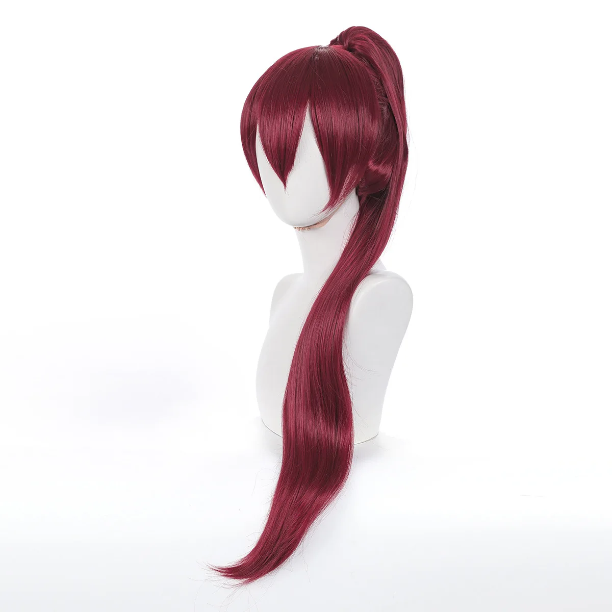 Cola de Caballo larga sintética para mujer, peluca de Cosplay de color rojo oscuro, disfraz de fiesta, pelo de fibra resistente al calor, Anime, Halloween, uso diario