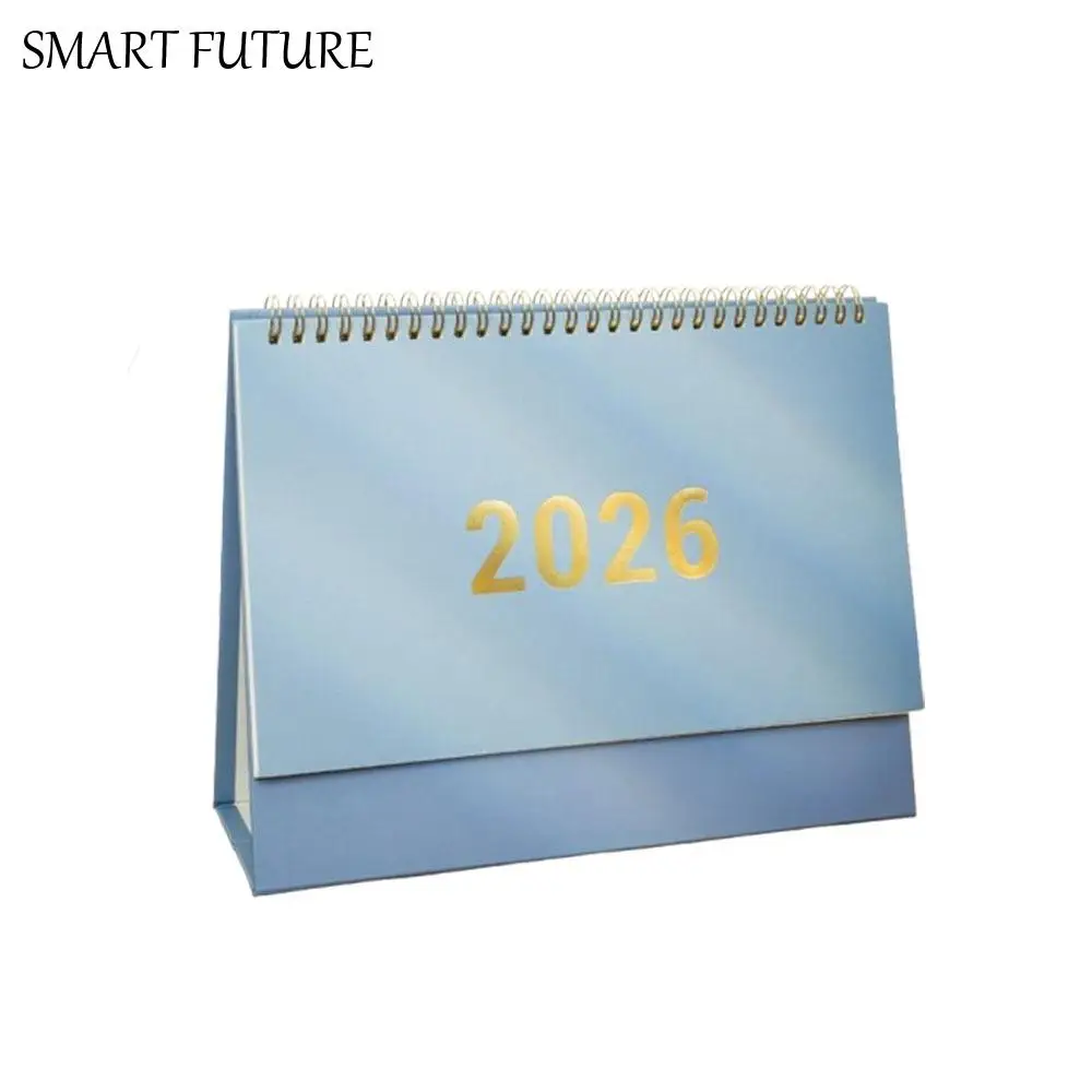 Calendario de escritorio portátil de papel Premium 2026, notas grabables, calendario de bobina de Base estable, planificador diario de pie, gestión del tiempo