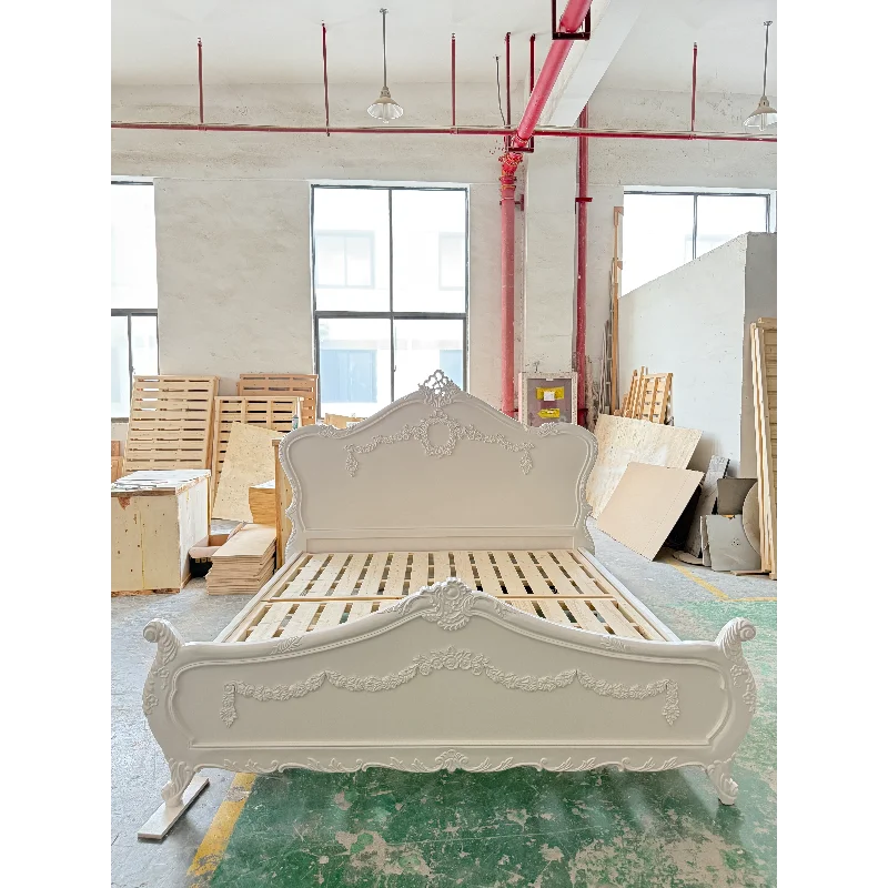 

All solid wood court European simple home exquisite carved 1.8 meters princess bed pink bed high-end furniture