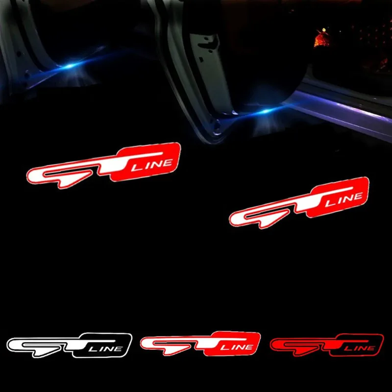 LED Car Door GT-Line Emblem Light Welcome Lamps Wireless Projector For Ceed Picanto K5 Stonic Optima Sportage Stinger