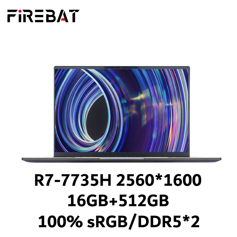 Firebat u6 novo portátil de 16 espaços ryzen 7 7735h/7840h 2560*1600 ddr5 wifi6 bt5.1 120hz negócios ultra fino computador notebooks