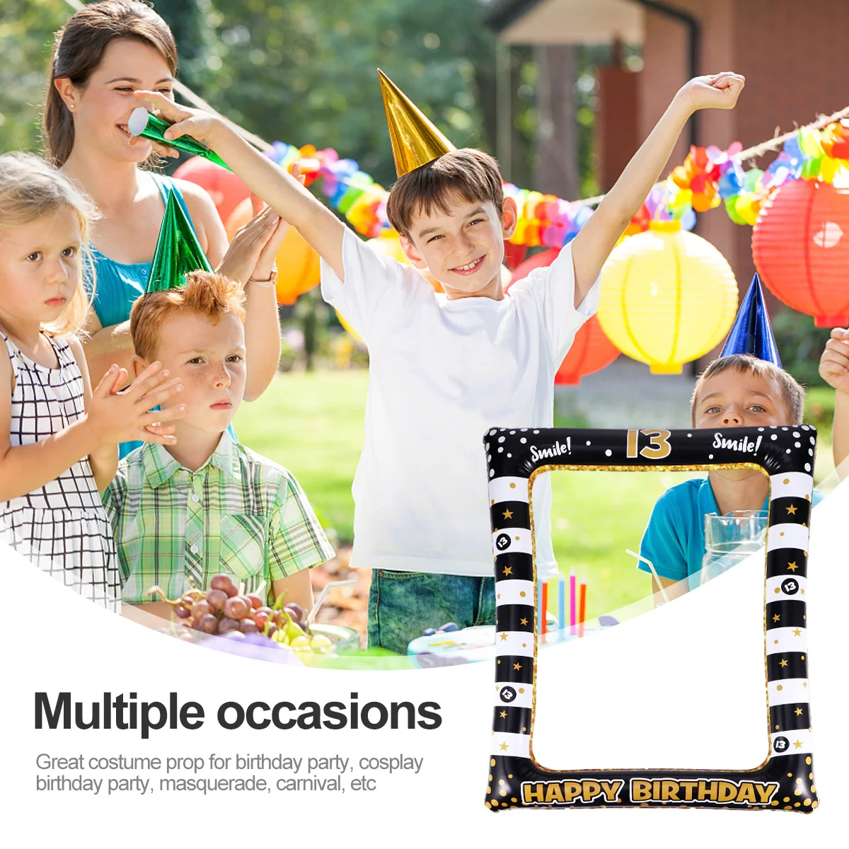 

1pc Inflatable Photo Frame Birthday Party Supplies For Age 13 Pvc Themed Holder Lightweight Kids Festival Cosplay Masquerade