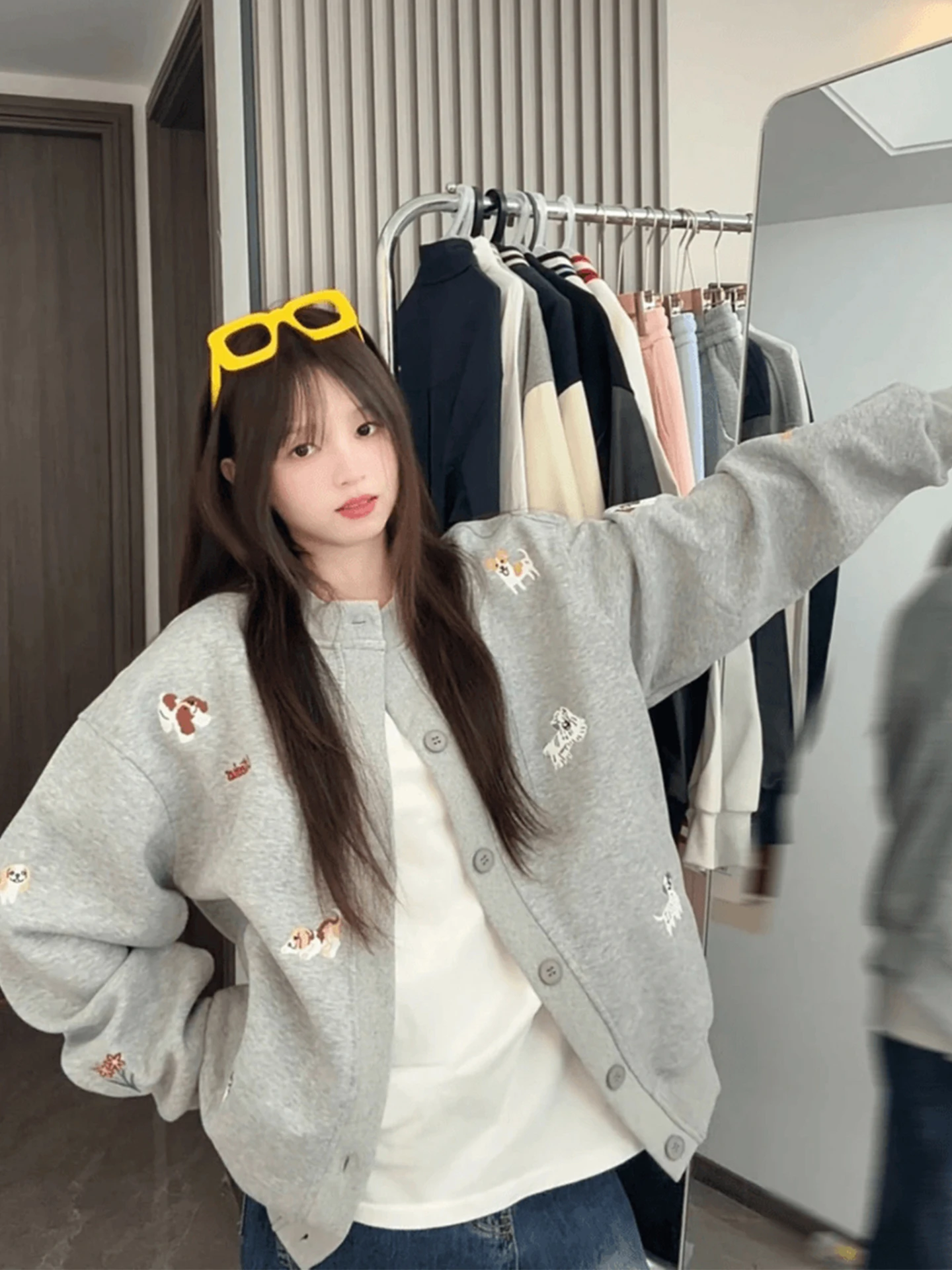 

Мужской осенний кардиган-свитшот с цветочной мультяшной вышивкой в стиле бейсбольной формы, американский ретро-стиль, модный, премиум-класса