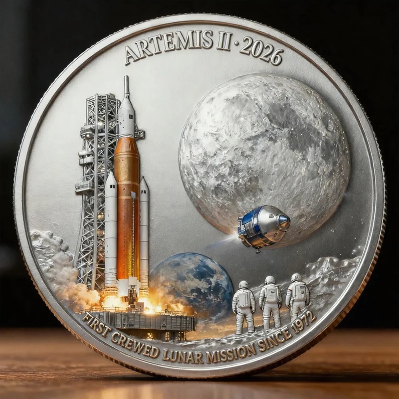 2026 Artemis II Launch Commemorative Coin America Moon Mission Collectible The Path Back To The Moon Space Exploration Souvenir