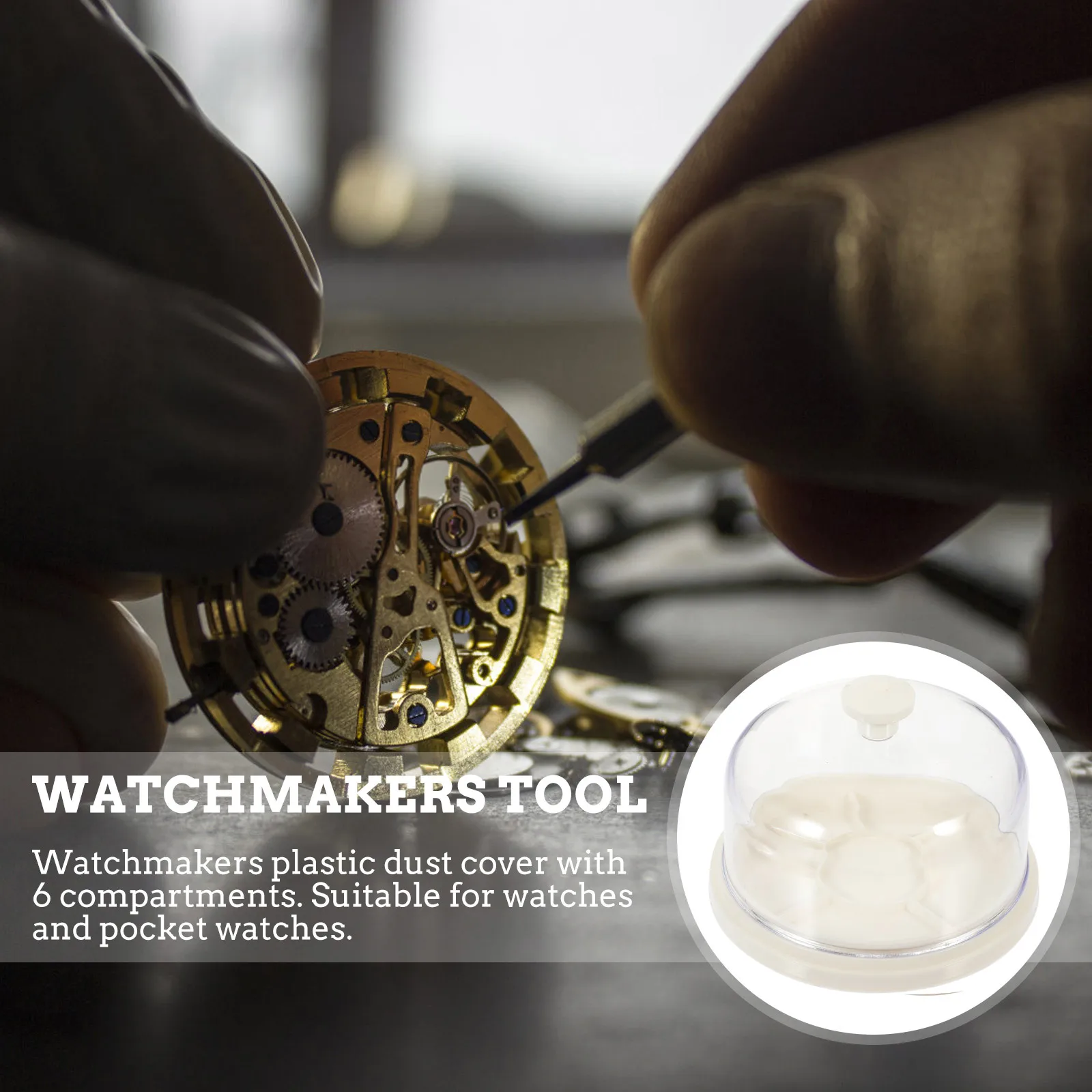 

Plastic Dust Cover Watch Movement Holder 6 Compartments Repair Tool Storage Watchmakers Accessory Dustsheet Protector Watch