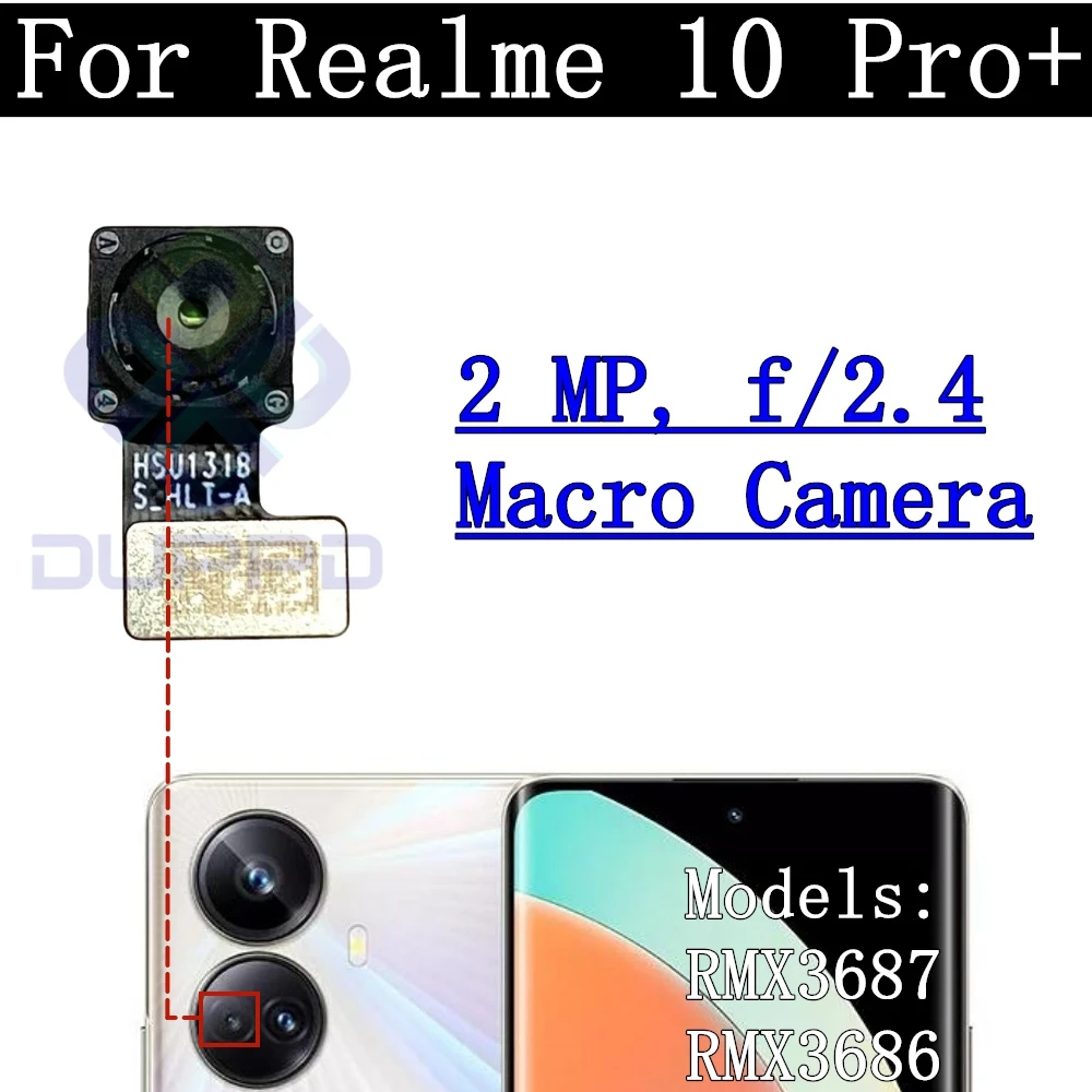 Original Back Camera Lens Glass For Realme 10 Pro+ 10Pro+ Front Small View Frontal Facing Main Rear Camera Module Flex Parts