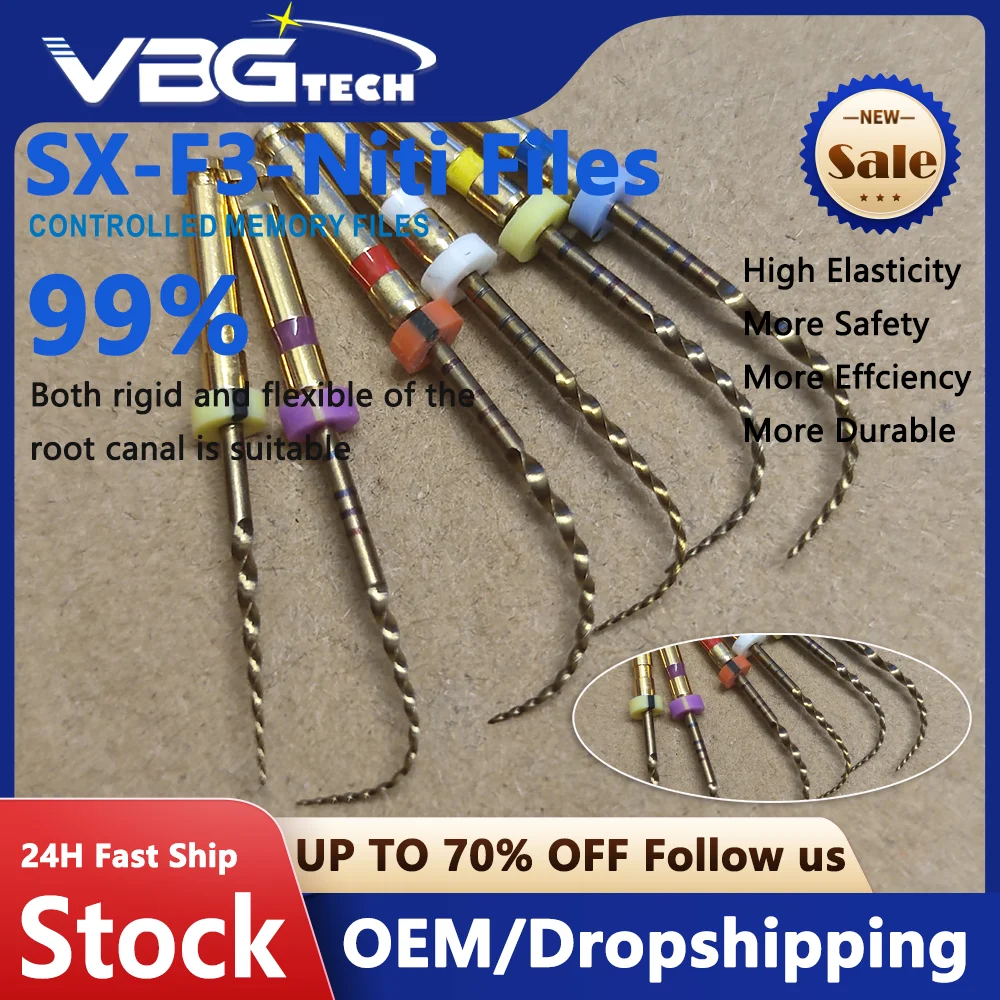 

Стоматологические роторные суперфайлы с золотым двигателем, роторная игла SX-F3 F4 F5 Niti, термоактивация, эндодонтическое гибкое использование для стоматолога