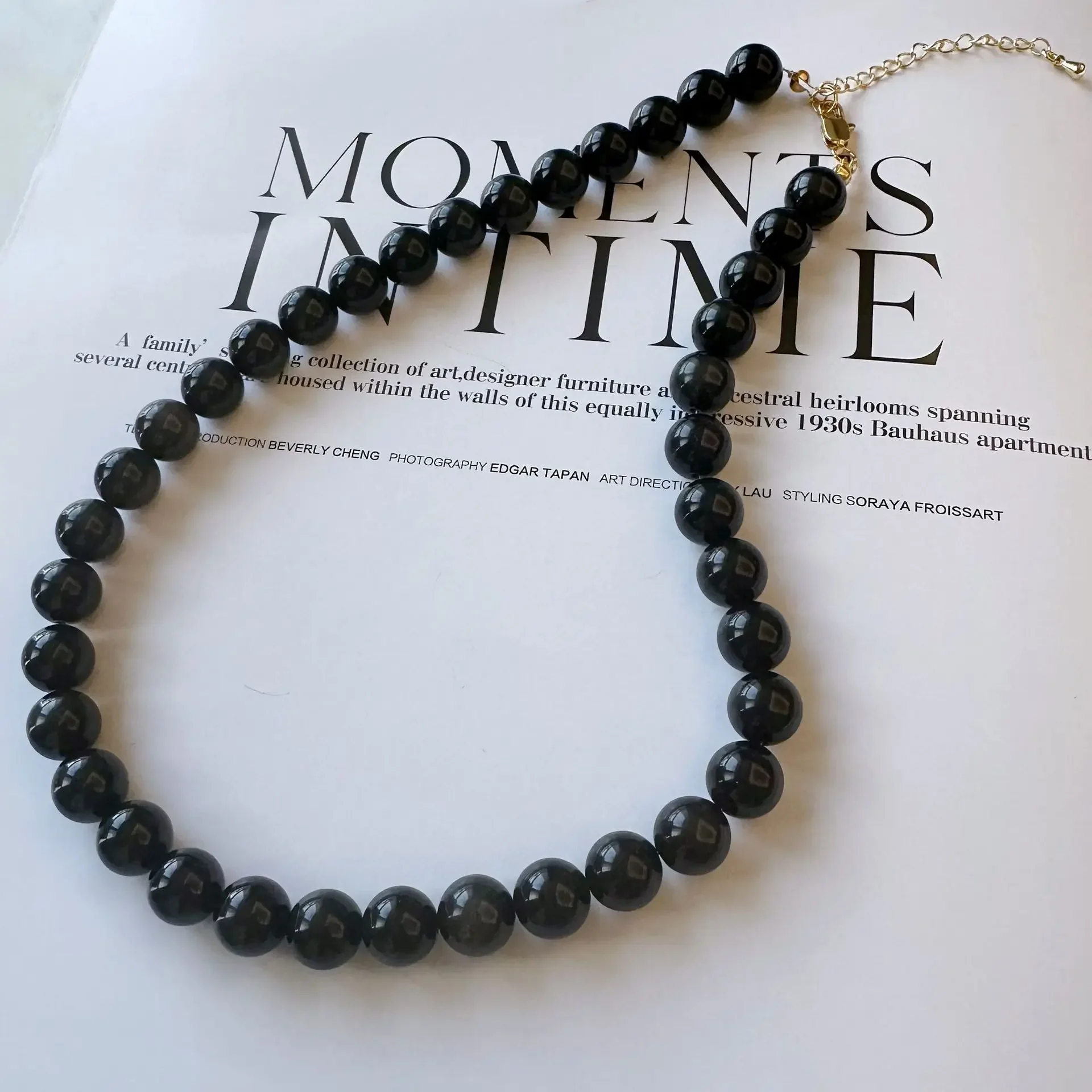 

INS Natural Stone Obsidian Round Beads Choker Necklaces for Women Color Single Layer Clavicle Chian Fashion Jewelry Female Gifts