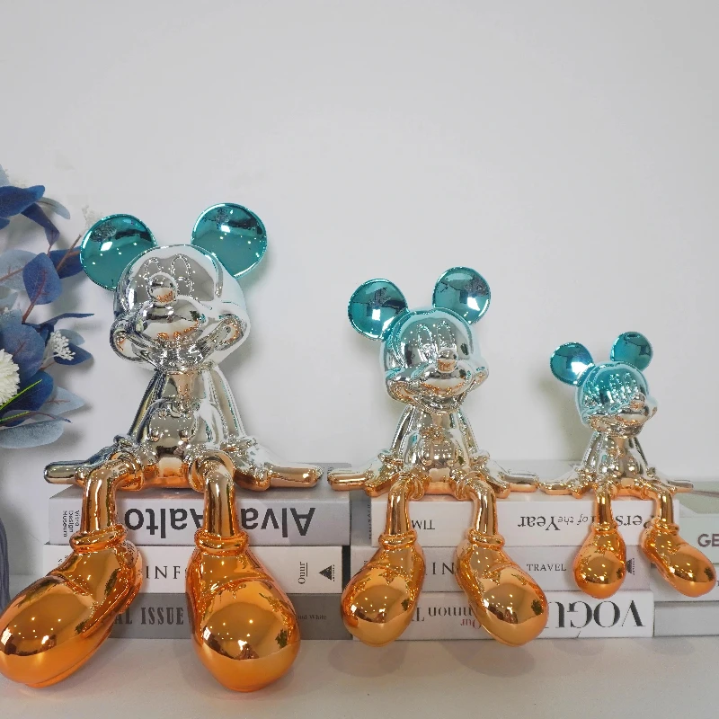

Disney Mickey Cartoon Cute Doll Figurine Creative Personalized Laser Color Model Home Decor Ornament Toy Gift Wholesale