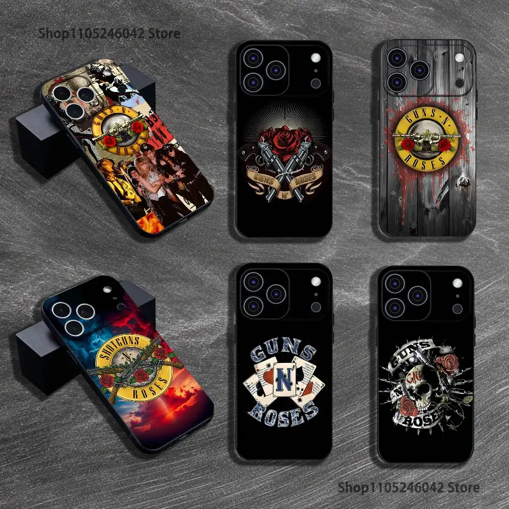 

Band G-Guns N Roses Wear-resistant Phone Case For iPhone 17,16,15,14,13,12,11,Pro,Max,Plus Black Soft Cover