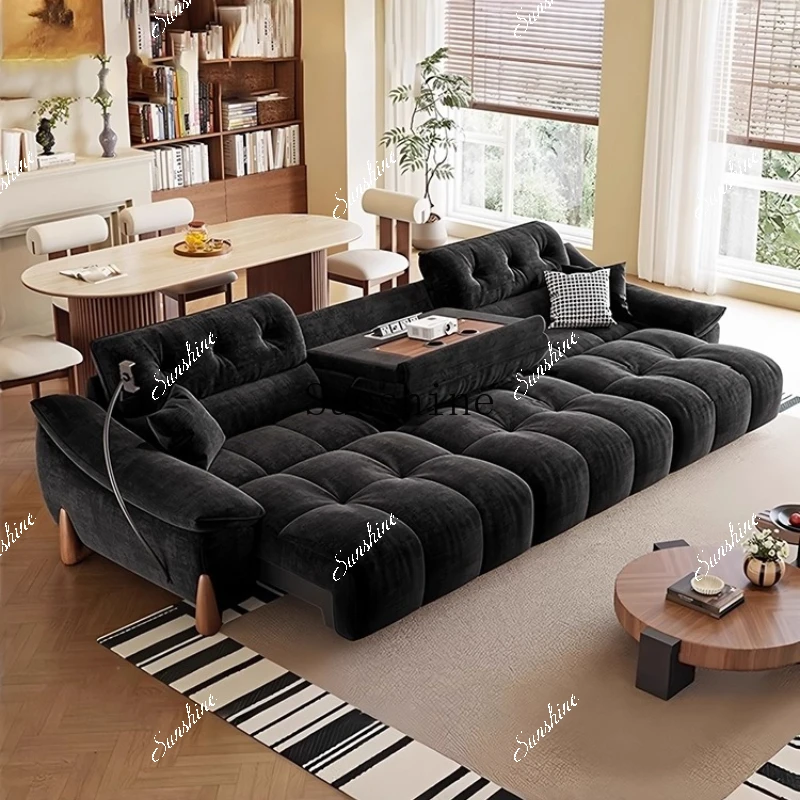 Medieval electric sofa living room small apartment, zero against the wall intelligent telescopic multi-function, dual-purposeH