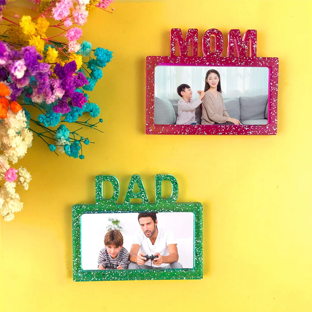 

2pcs Mom Dad Keychain Resin Molds Silicone Epoxy Pendant Molds Diy Jewelry Resin Keychain Mold For Father'S Day Decoration