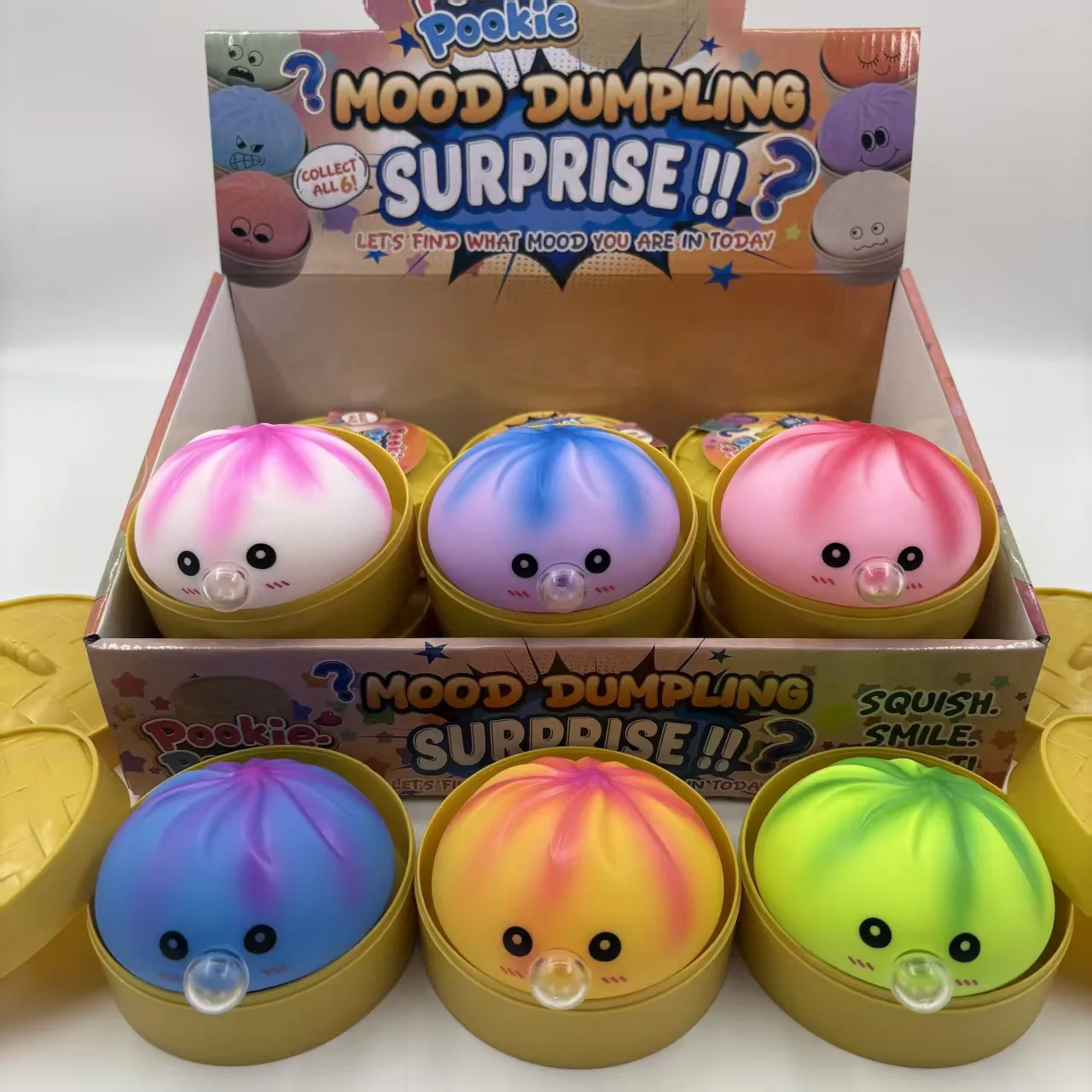 Colorful Steamer Basket Stress-Relief Simulated Bubble-Blowing Bun Toy, Stress-Relief Bun Squeeze Toy, Expressive Slow-Rebound