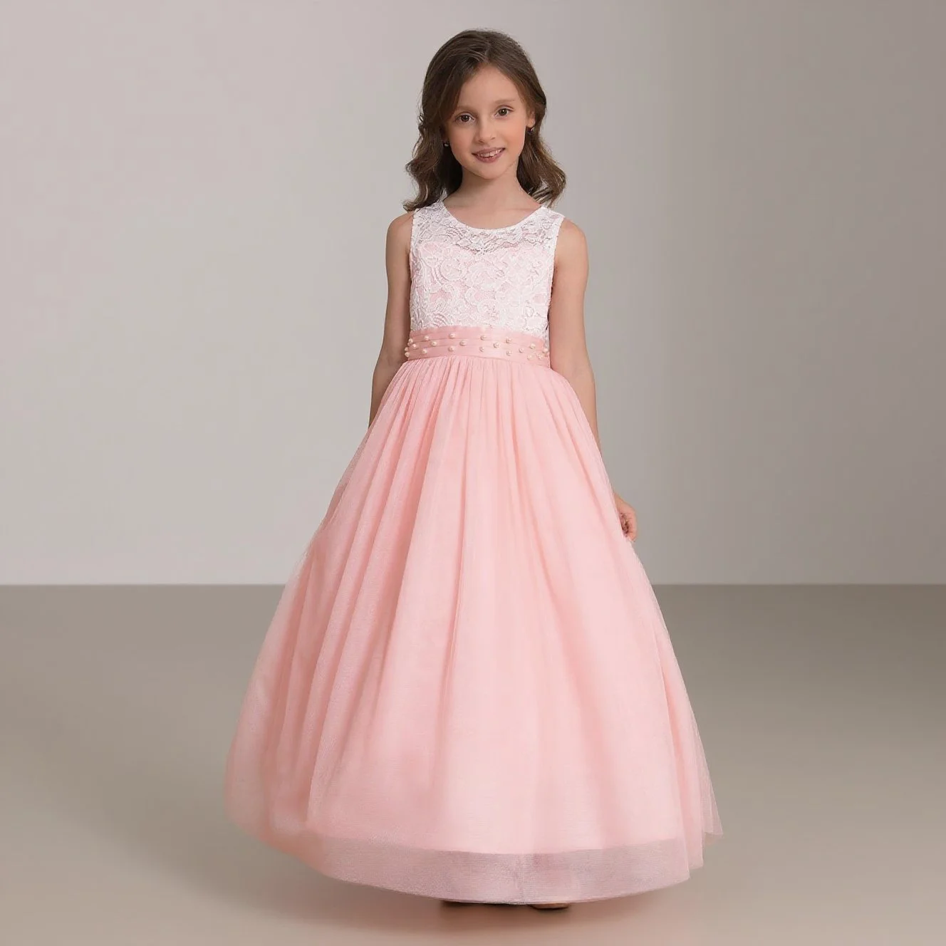 

Новое летнее платье без рукавов для девочек с вышивкой из бисера на талии и бантом Принцесса на спине