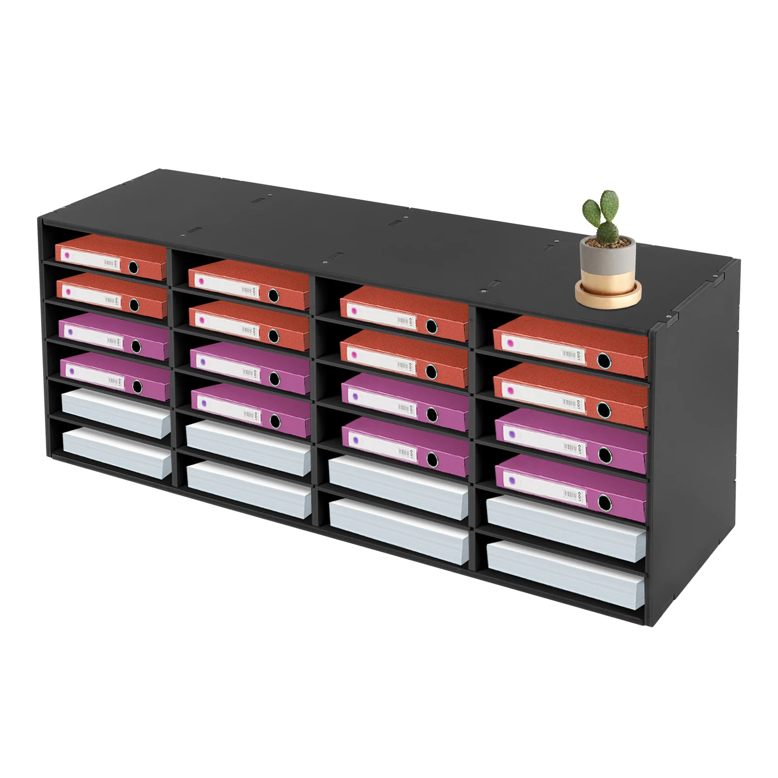 

PVC Black Literature Organizers 24 Slots Office Mailbox Literature Paper Sorter for Office Home Load 120kg 6 Tiers