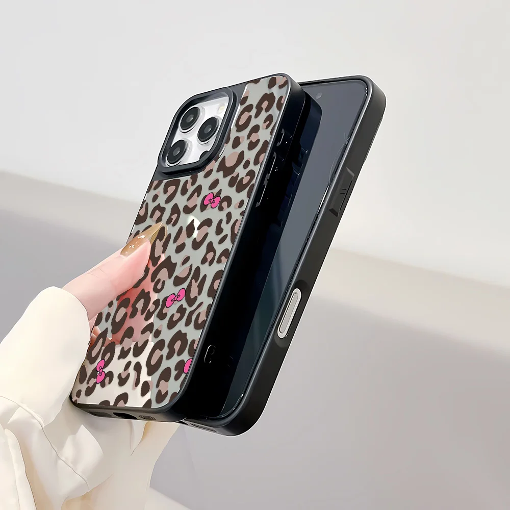 Fashion Leopard Mirror Phone Case For iPhone 11 Case iPhone 17 Pro Max 16 15 14 Pro Max 12 13 Case Makeup Mirror Hard Back Cover - view 6