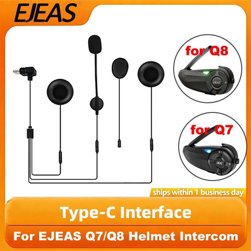 

EJEAS Q8 Type-C Interface Headset Suitable For EJEAS Q8/Q7 Motorcycle Helmet Intercom