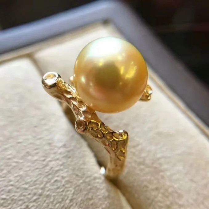 

Amazing Best-selling AAAA Giant 11-12mm South Sea Gold Pearl Ring 925 Silver-