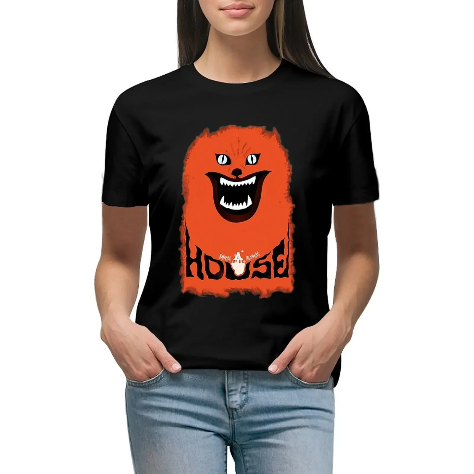 House (hausu) - Logo T-Shirt aesthetic clothes animal prinfor lady clothes animal print new edition t shirts for Women