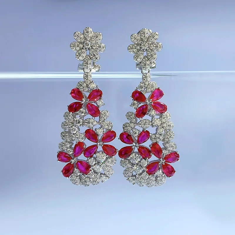 

S925 Silver Exaggerated Style Earrings Luxurious Set with Full Diamond Dinner Style Earrings Earrings Earrings Wholesale