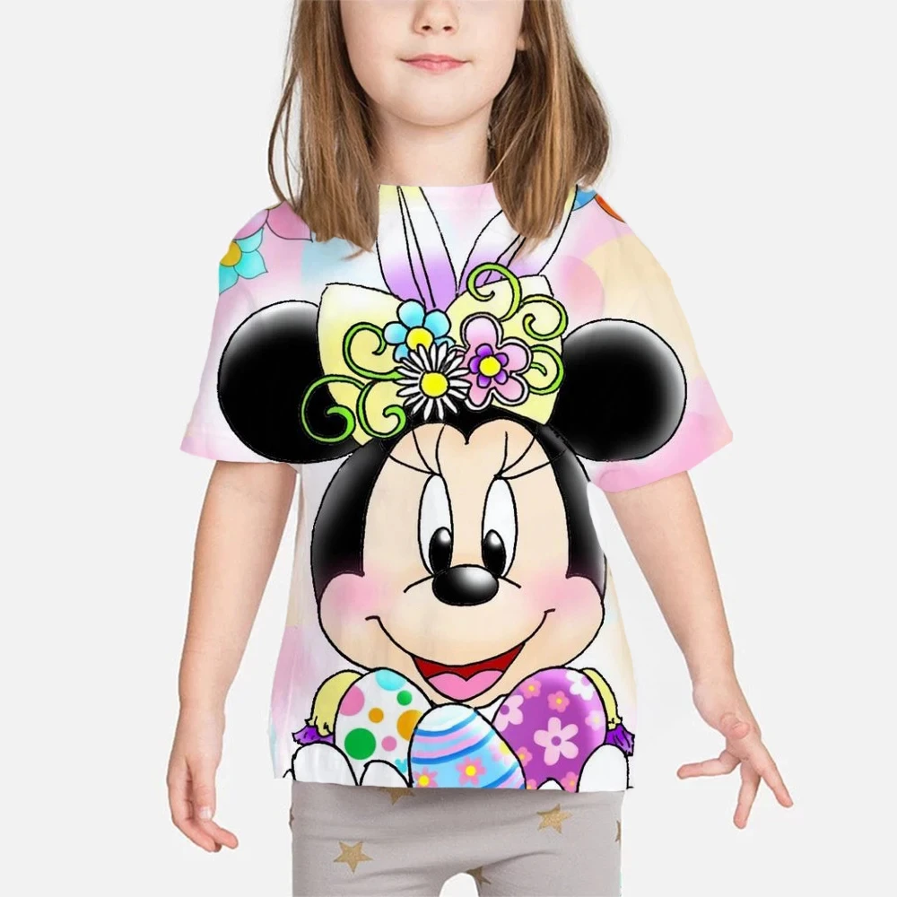 Neue Sommer Kinder Cartoon T-Shirt Minnie Maus Kurzarm Mode atmungsaktiv lässig Erwachsene Kinder Teen identisch 3D lässig T-Shirt