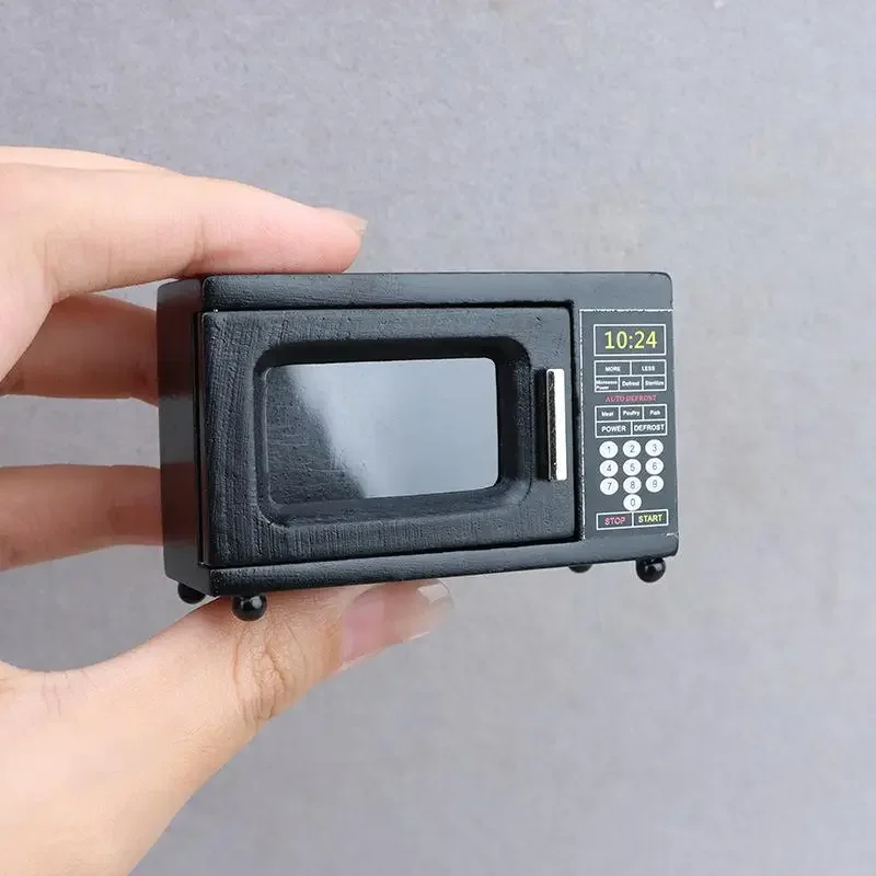1Pcs 1:12 Dollhouse Miniature Black Microwave Oven Furniture Home Model Decor Toy Doll House Accessories