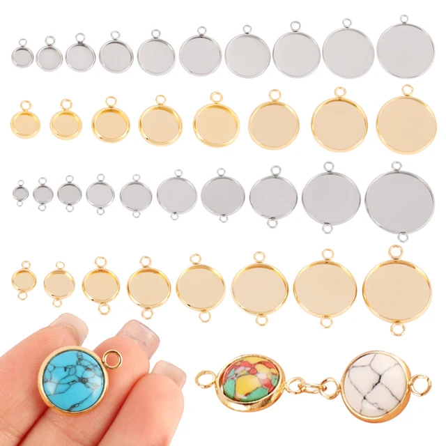 10 sztuk 6-30mm okrągły wisiorek ze stali nierdzewnej pusty Cabochon ustawienie podstawy Bezel DIY komponent do wyrobu biżuterii ustawienie złącza