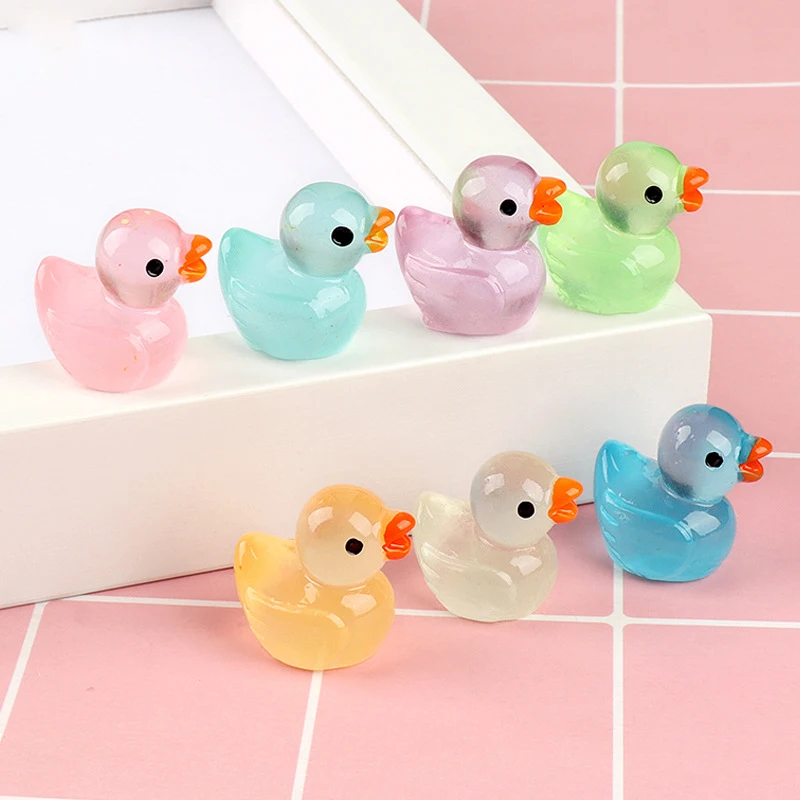 10/20/50pcs 26.5x25mm Mini Glow Little Duck DIY Resin Accessories Cartoon Jewelry Decoration Transparent 3D White Duck