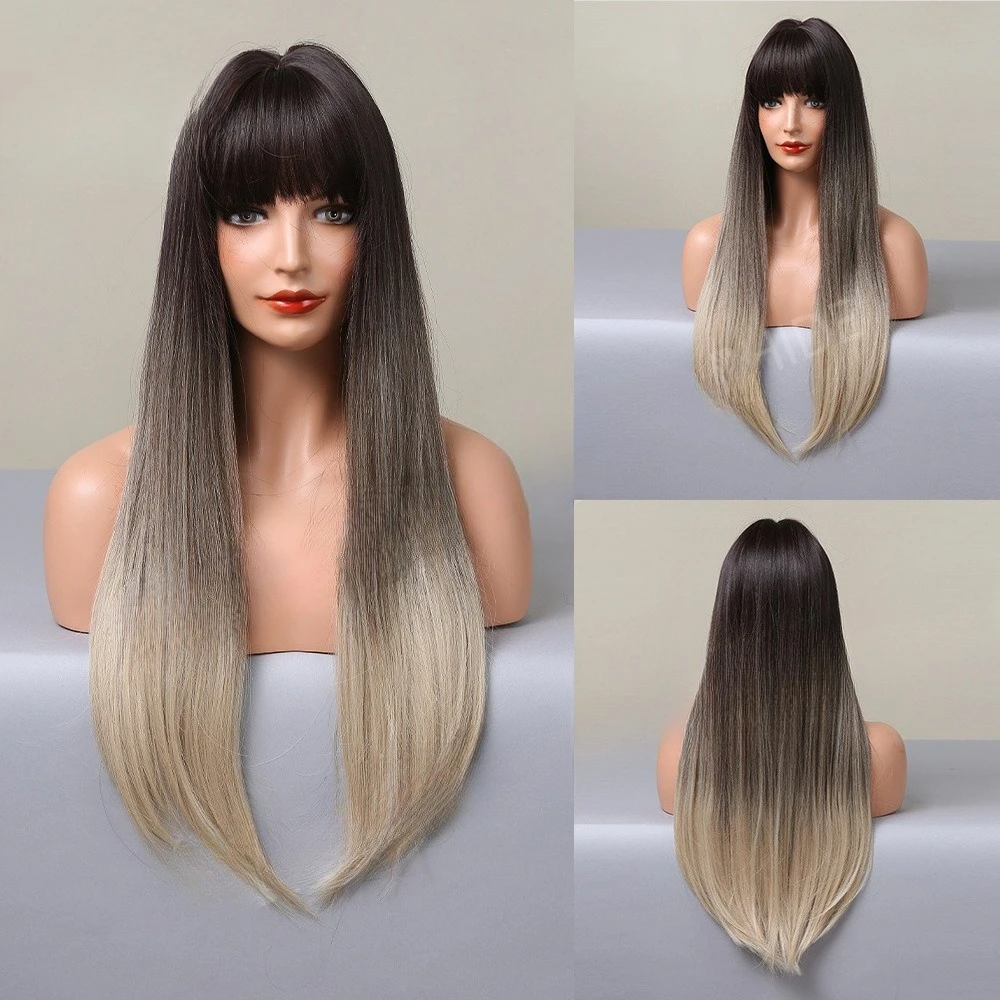 

Wig Women's Full Headgear Medium Long Hair Fashion Wig New Wig Cover European and American Hairstyle Hair